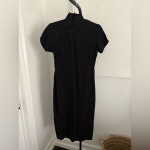 Vintage Silk Crepe Asian Style Black Dress